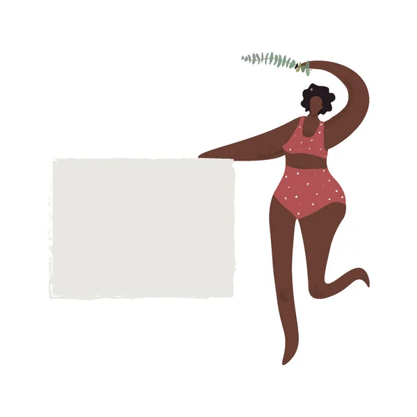 Junge Schwarze Feministin Unterwäsche Mit Einem Banner Der Hand Konzept — Stockvektor