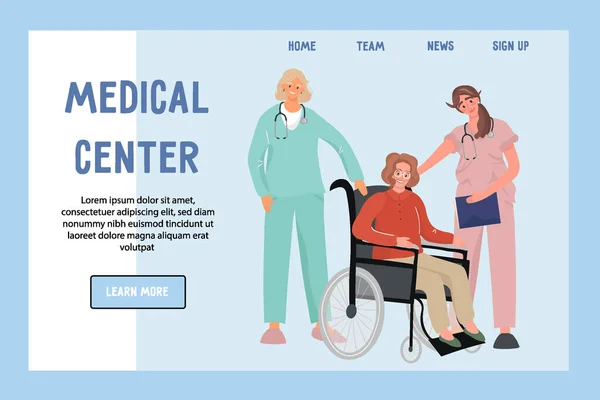 Vorlage Website Des Medizinischen Zentrums Landing Page Konzept Ärzte Und — Stockvektor