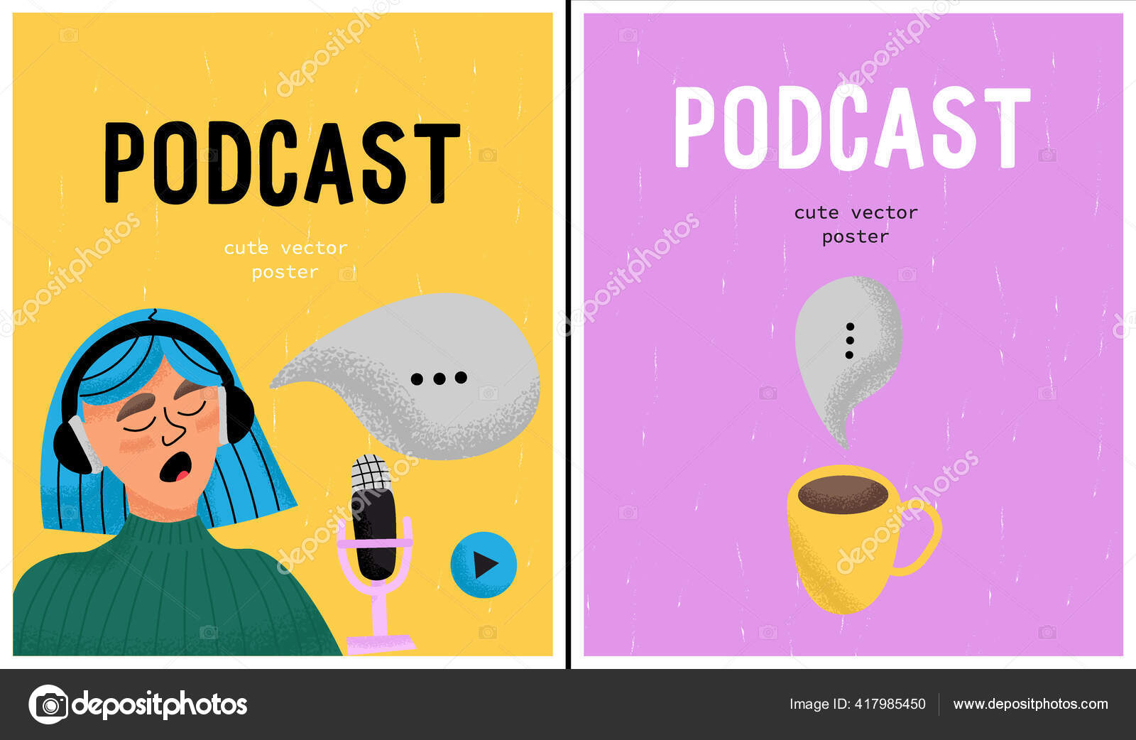 International Podcast Day Set Vector Posters Topic Podcasting Cartoon Style  Stock Vector Image by ©divanovskaya_nv #417985450