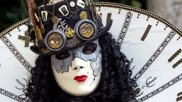 Reveller Maschera Costume Elaborato Tradizionale Carnevale Venezia Venezia Veneto Italia — Foto Stock