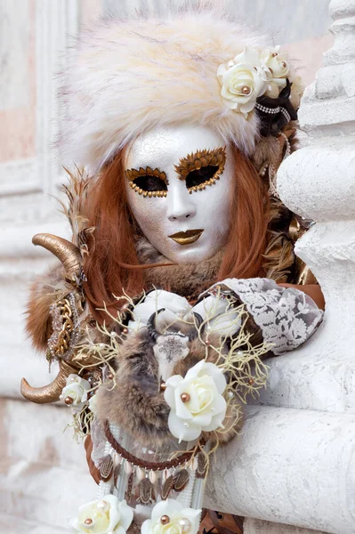 Любитель Традиционных Масок Костюмов Карнавальном Карнавале Венеции Carnevale Female Венеция — стоковое фото