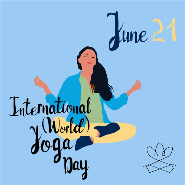 Internationale Yoga Dag Juni Banner Vector Illustratie Voor Het Vieren — Stockvector