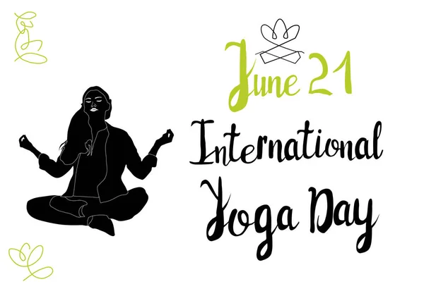 Dia Internacional Yoga Junho Ilustração Vetor Bandeira Para Comemorar Cartão —  Vetores de Stock