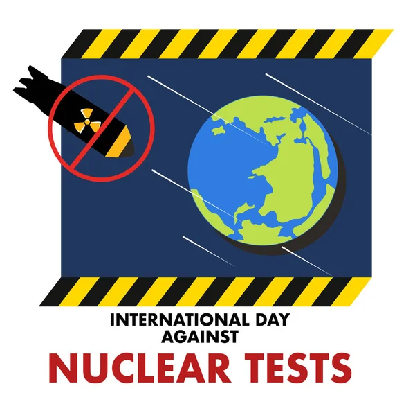 Día Internacional Contra Las Pruebas Nucleares Agosto Cartel Vectores Ojivas — Vector de stock