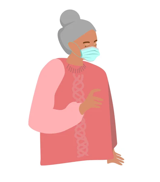 Old Woman Flat Illustration Face Mask Protect Your Grandmothers Concept — Stock Vector