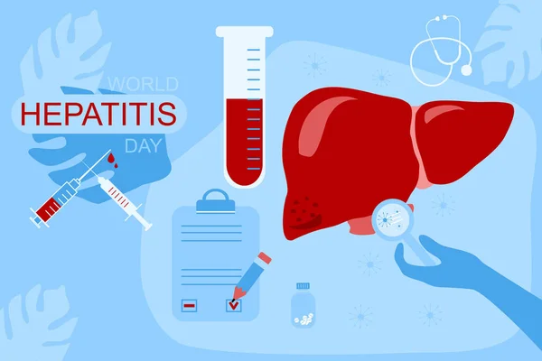 Giornata Mondiale Dell Epatite Luglio Illustrazione Vettoriale Disegnata Mano Concetto — Vettoriale Stock