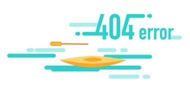 404 sistem hatası. Sayfa bulunamadı. Sancak ya da web sitesi şablonu. Kayıp kürek, kayıp yüzen tekne. Kırık sayfa. Destek servisi. Teknik bir sorun. Düz bir şekilde vektör illüstrasyonu. Sonlandırıcı hata