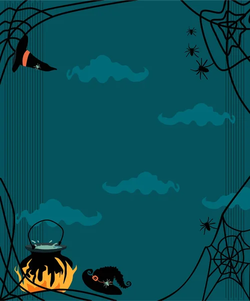 Halloween Przerażająca Noc Wizardry Eliksir Trucizny Wrze Czarna Magia Kotła — Wektor stockowy