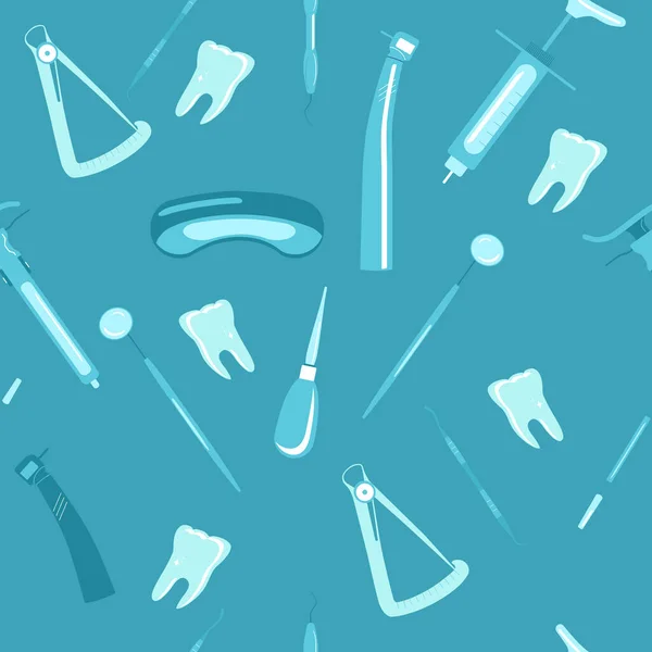 Outils Instruments Dentaires Motif Sans Couture Prothèses Orthodontiques Remplissage Traitement — Image vectorielle