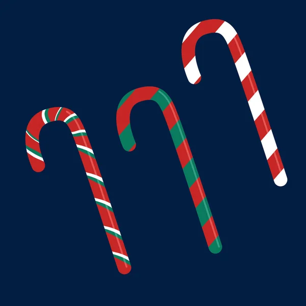 Candy Cana Doce Sticks Christmas Ano Novo Festivo Flat Icon — Vetor de Stock