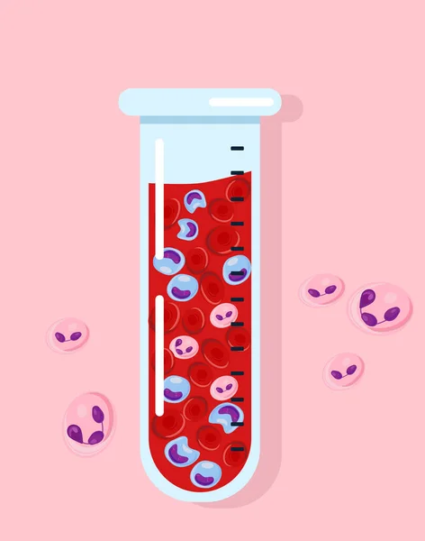 Reagenzglas Aus Glas Mit Blutanalyse Weltleukämie Tag Zellen Erythrozyten Leukozyten — Stockvektor