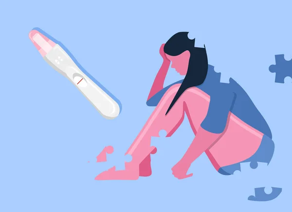 부정때문에 우울증에 그녀는 별개의 수수께끼로 떨어지게 Miscarriage 문제가 포스터 Online — 스톡 벡터