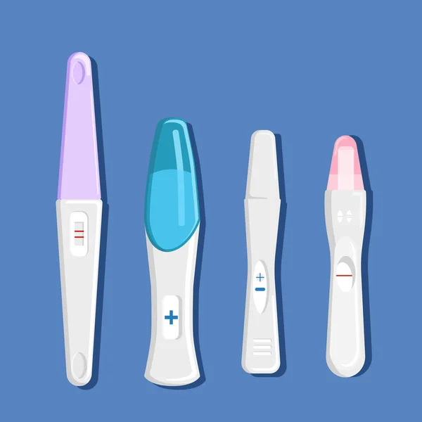 Těhotenské Testy Pro Domácnost Čtyři Různé Typy Formy Detekce Hormonu — Stockový vektor