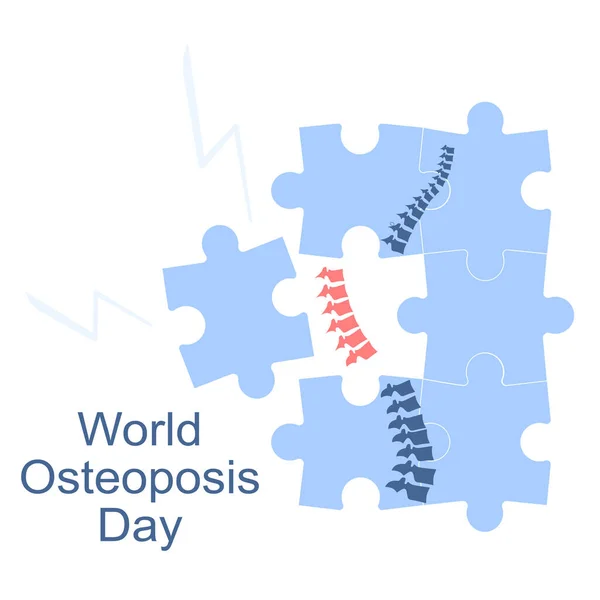 Dünya Osteoporoz Günü Hastalıklı Acılı Insan Omurgası Kırık Kırılgan Kemikler — Stok Vektör