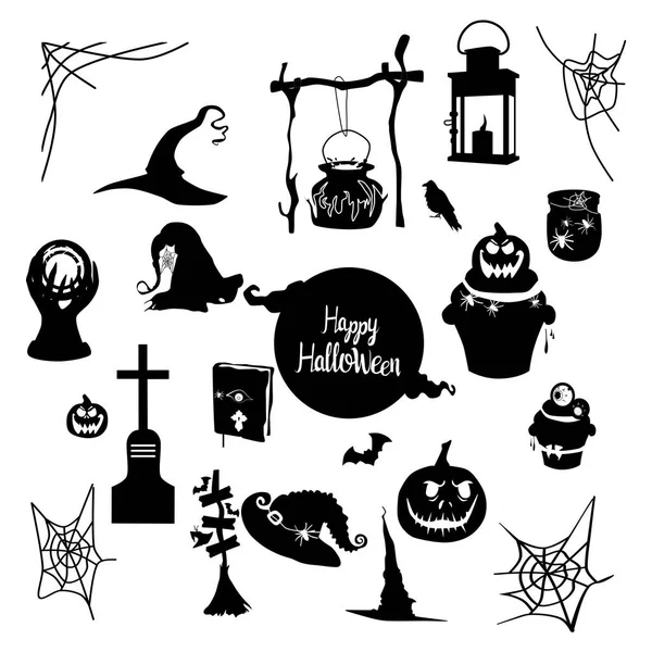 Halloween Liternictwo Wektor Zestaw Symbolami Tradycji Dzień Zmarłych Night Party — Wektor stockowy