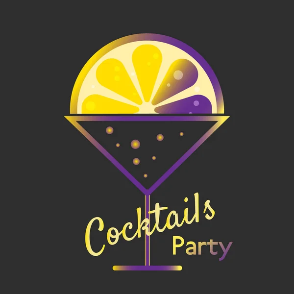 Cocktails party bright banner, logo, background. Stock vector illustration — Stock Vector