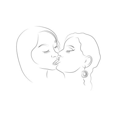 Lezbiyen öpüşen çift, seksi kadın vektör çizimi