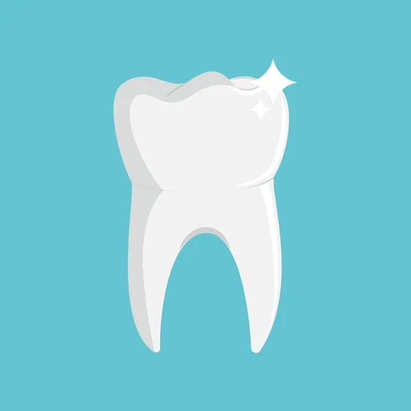 Saúde dente branco isolado em fundo azul ilustração vetorial. — Vetor de Stock