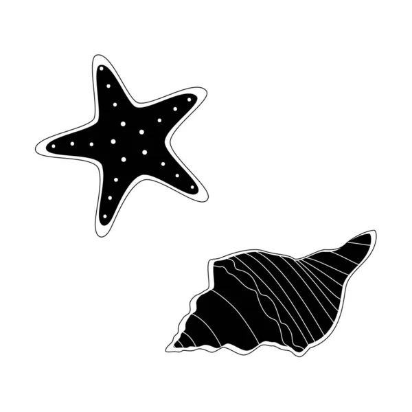 Schwarze Muscheln Symbole Vektor Illustration isoliert auf weißem Hintergrund — Stockvektor