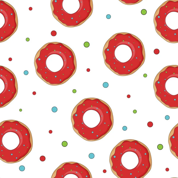 Padrão sem emenda de donut de Natal no fundo branco, ilustração de vetor de estoque. —  Vetores de Stock