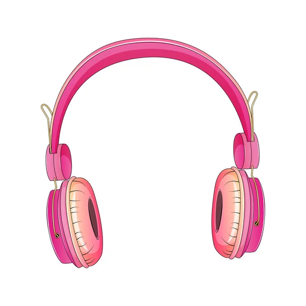 Pink glamorous headphones isolated on white background. Vector illustration. — Stock Vector