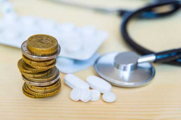 Stethoscope Medicine Money Health Costs — Stock Photo, Image