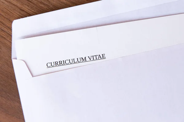 Curriculum vitae in an envelope; send and receive a vurriculum vitae