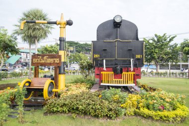 Khorat, Tayland, Kasım 2017 yaklaşık: lokomotive Tay demiryolu tren City Khorat veya Nakhon Ratchasima Isan içinde tren istasyonunda.