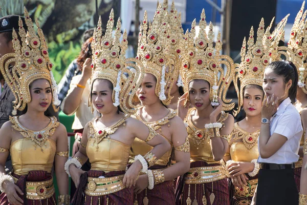 Traditional Thai Dance Women Traditional Elephant Festival City Surin Isan — Stock Photo, Image