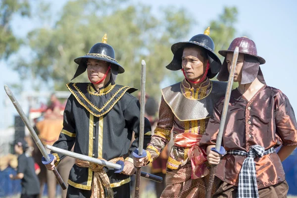 Historyczne Wojowników Słonia Show Stadionie Festiwalu Tradycyjnych Słoń Rundy Się — Zdjęcie stockowe