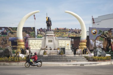 Phaya Surin Pakdee Anıt veya fil Squarel bir Tayland Surin şehir içinde. Tayland, bir, Surin, Kasım, 2017