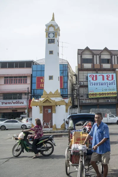 Der Uhrturm Auf Dem Markt Der Stadt Surin Isan Nordosten — Stockfoto