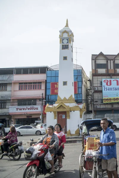 Der Uhrturm Auf Dem Markt Der Stadt Surin Isan Nordosten — Stockfoto