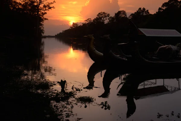 Csatornára Vagy Folyó Angkor Templom Városa Közelében Város Siem Reap — Stock Fotó