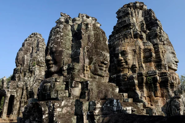 Face Pierre Temple Bayon Les Ruines Temple Angkor Thom Dans — Photo