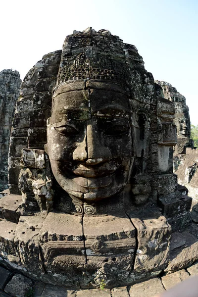 Stone Face Bayon Temple Tempel Ruins Angkor Thom Temple City — Stock Photo, Image