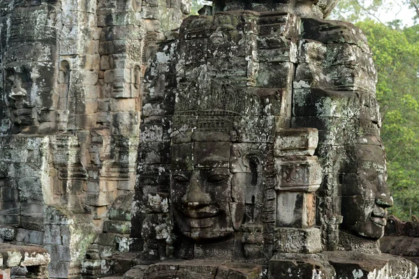 Stone Face Bayon Temple Tempel Ruins Angkor Thom Temple City — Stock Photo, Image