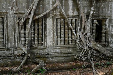 Pencerede Tempel kalıntıları, Beng Mealea 32 Km kuzeyinde Temple City Angkor Kamboçya Batı yakınındaki Siem Reap şehir.