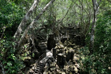 Tempel kalıntıları, Beng Mealea 32 Km kuzeyinde Angkor Temple City Batının Kamboçya Siem Reap şehir yakınında, görüntüleme.