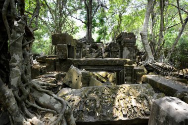 Tempel kalıntıları, Beng Mealea 32 Km kuzeyinde Angkor Temple City Batının Kamboçya Siem Reap şehir yakınında, görüntüleme.