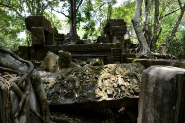 Tempel kalıntıları, Beng Mealea 32 Km kuzeyinde Angkor Temple City Batının Kamboçya Siem Reap şehir yakınında, görüntüleme.