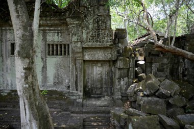 Tempel kalıntıları, Beng Mealea 32 Km kuzeyinde Angkor Temple City Batının Kamboçya Siem Reap şehir yakınında, görüntüleme.