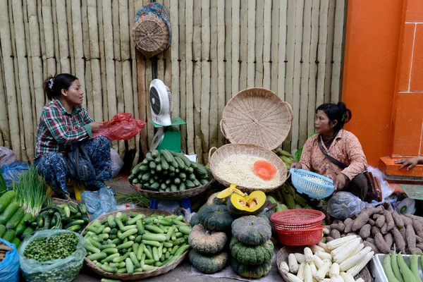 Cambodja Siem Reap April 2014 Groenten Voedselmarkt Markt Van Ochtend — Stockfoto