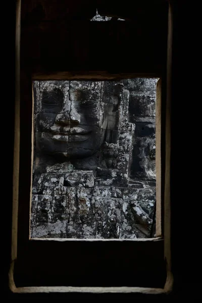 Rosto Pedra Templo Bayon Ruínas Tempel Angkor Thom Cidade Templo — Fotografia de Stock