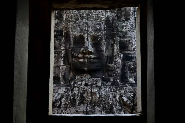 Twarz Kamień Świątyni Bayon Tempel Ruin Angkor Thom Świątyni Miasta — Zdjęcie stockowe