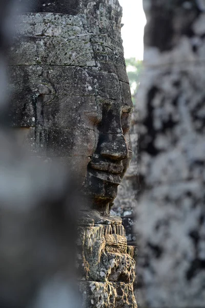 Face Pierre Temple Bayon Les Ruines Temple Angkor Thom Dans — Photo