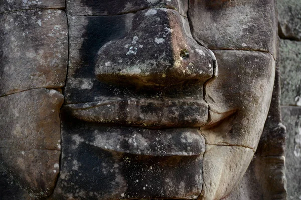 Stone Face Bayon Temple Tempel Ruins Angkor Thom Temple City — Stock Photo, Image