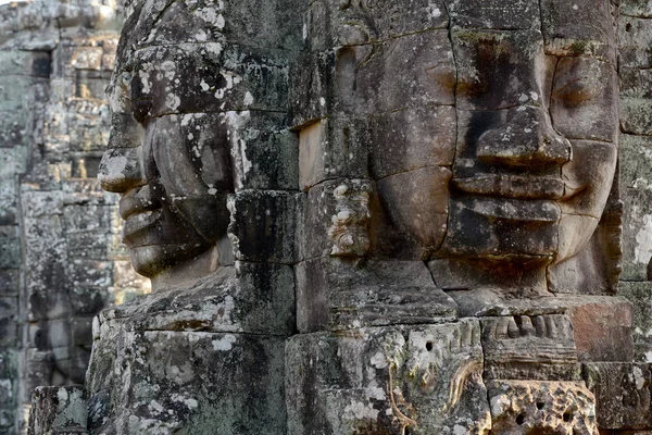 Cara Piedra Templo Bayon Las Ruinas Tempel Angkor Thom Ciudad —  Fotos de Stock