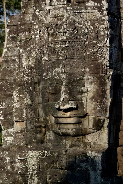 Stone Čelí Chrámu Bayon Tempel Ruiny Angkor Thom Chrámu Města — Stock fotografie