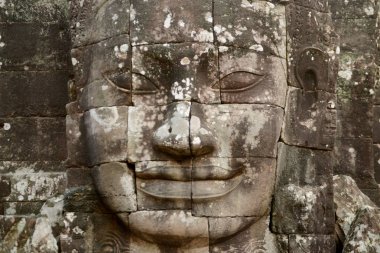 Taş Bayon tapınakta Tempel kalıntıları, Angkor Thom Temple City Angkor Kamboçya Batı yakınındaki Siem Reap şehir içinde yüz.